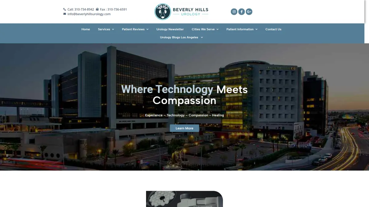 Beverly Hills Urology website screenshot