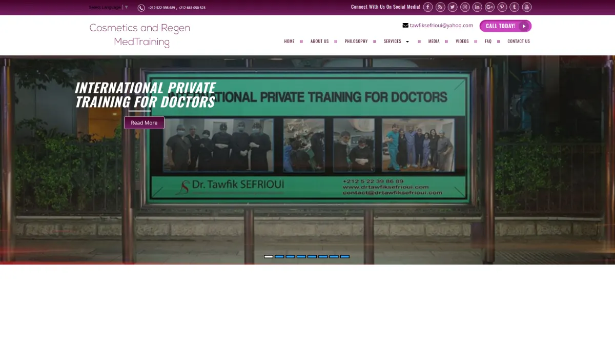 Cosmetics & Regen Med Training website screenshot