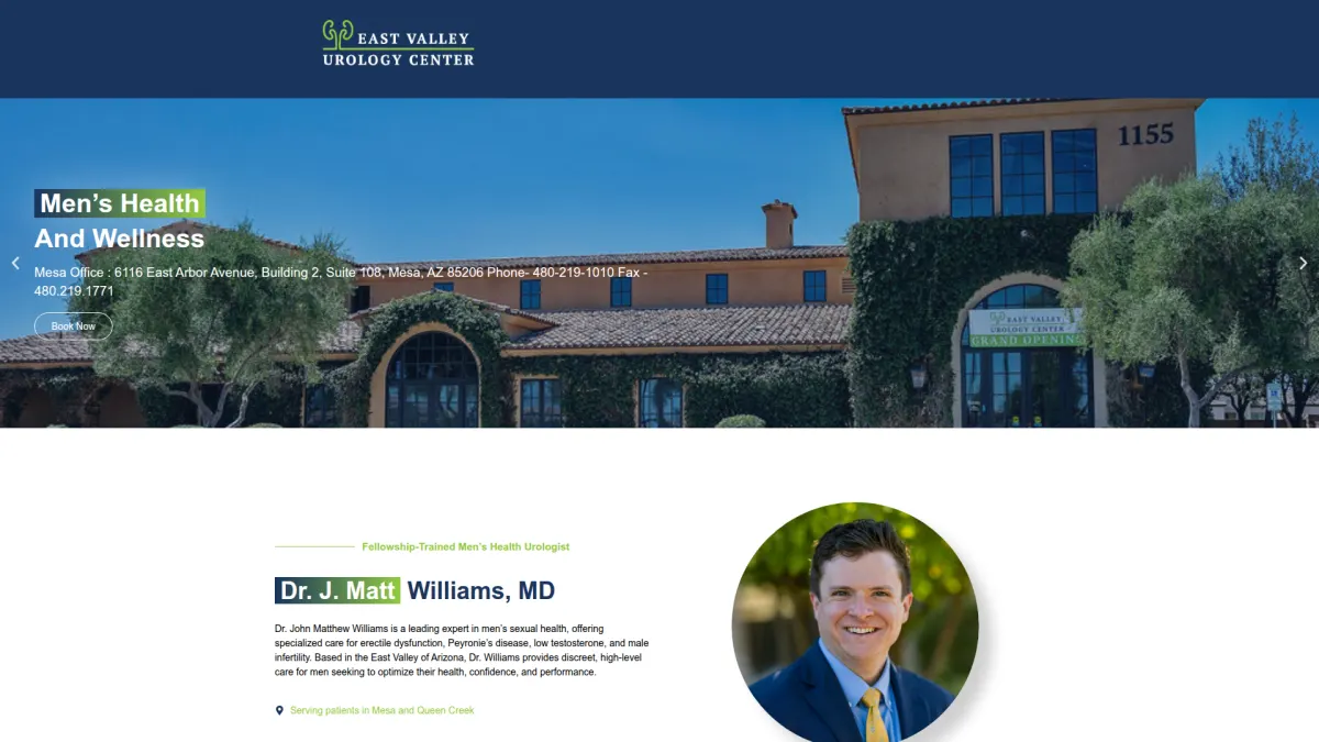 EVU Center Arizona website screenshot