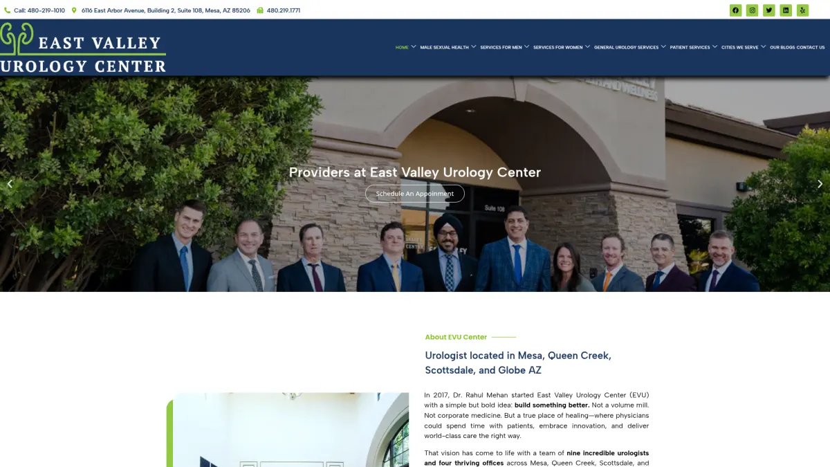 EVU Center website screenshot