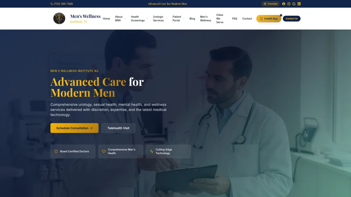 Men's Wellness Institute NJ website screenshot