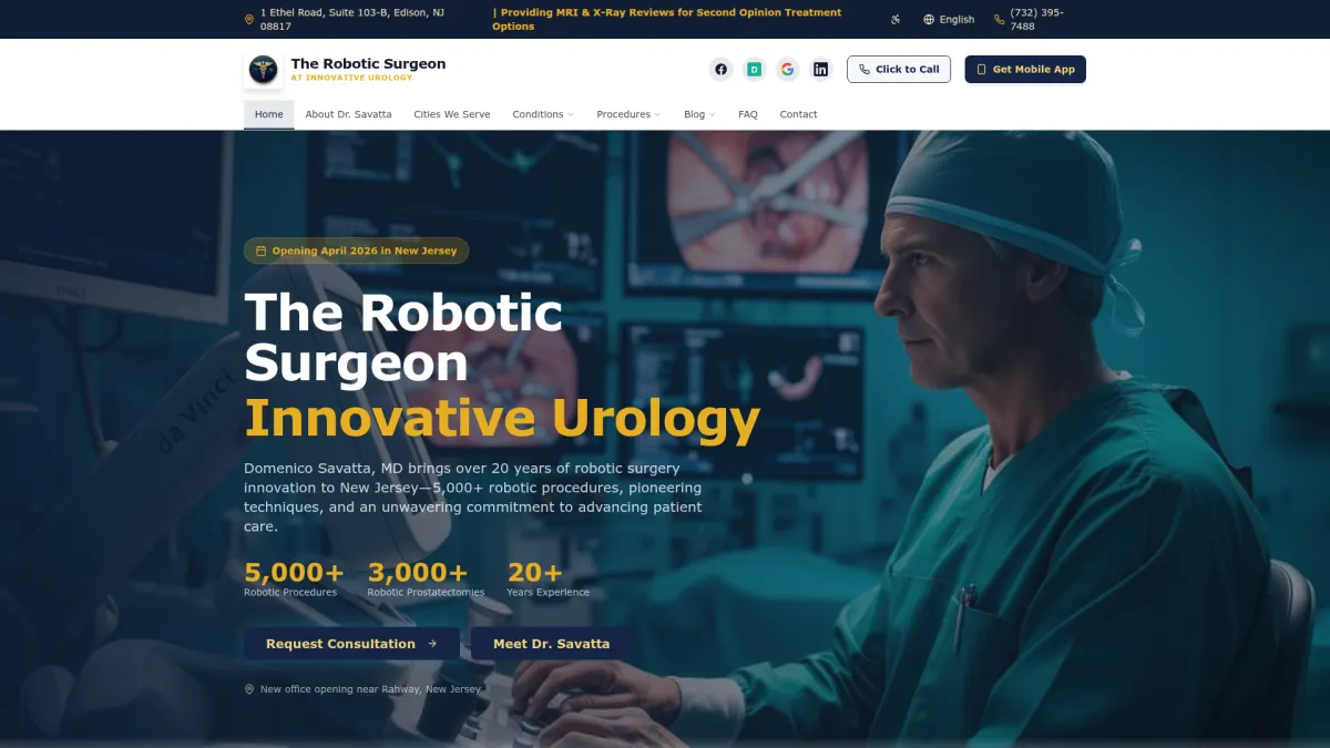The Robotic Surgeon website screenshot